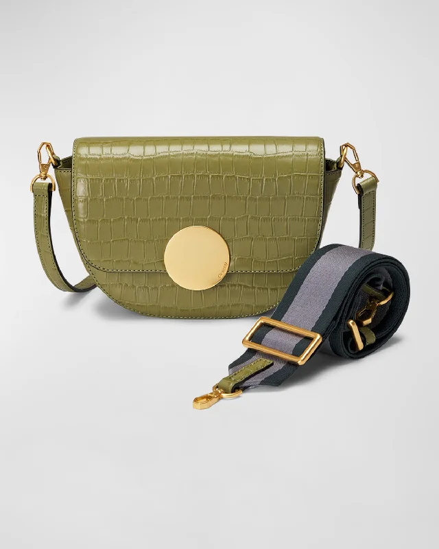 Bags For Urban And Trendy Looks Lottie Saddle Moc-Croc Crossbody Bag