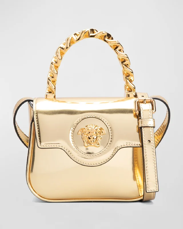 Trendy Street Style Medusa Metallic Chain Crossbody Bag