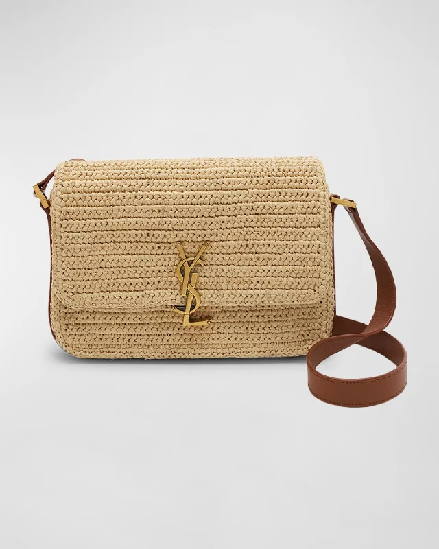 Sustainable Fashion Extravaganza Solferino Medium YSL Crossbody Bag in Raffia