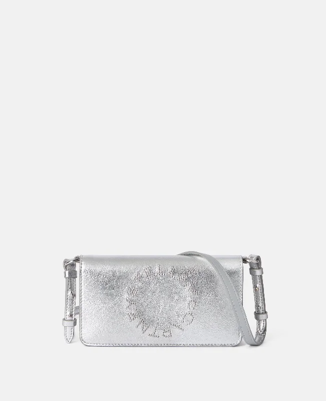 Big Savings Logo Crossbody Wallet, Woman, Metallic silver