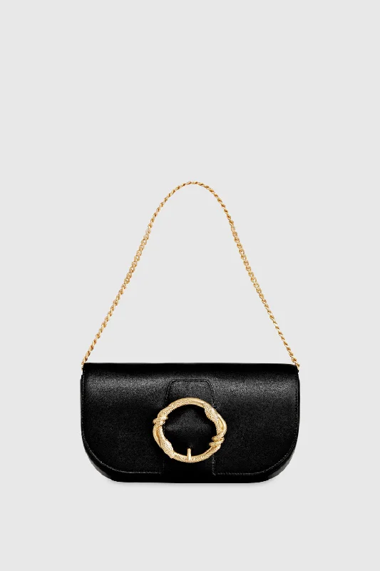 Luxury Bags For Working Professionals Snake Ring Crossbody Bag In Black/Antique Brass
