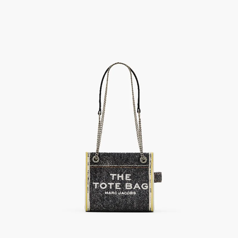 Trend Forward Threads The Denim Chain Crossbody Tote Bag in Black Wash