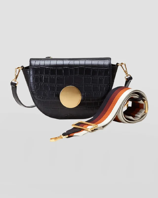 Stylish Bags For Fashion Bloggers With Promotions Lottie Saddle Moc-Croc Crossbody Bag