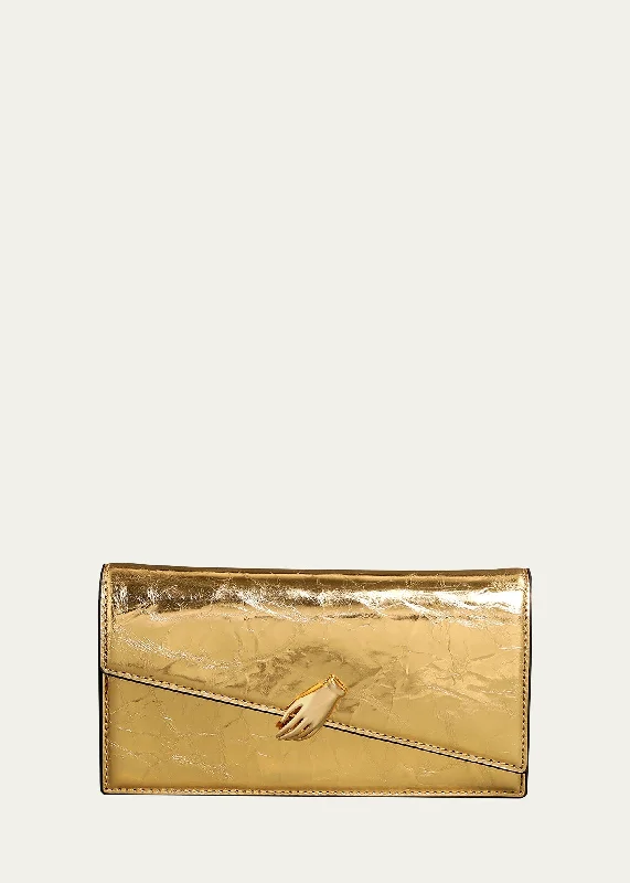 Luxury Fashion In My Dreams Cracked Metallic Chain Crossbody Bag