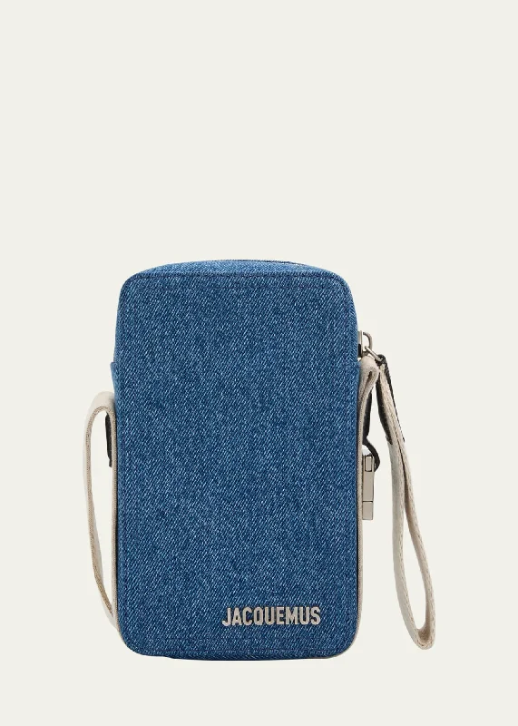 Discounted Designer Bags For Clearance Events Men's Le Cuerda Vertical Denim Crossbody Bag