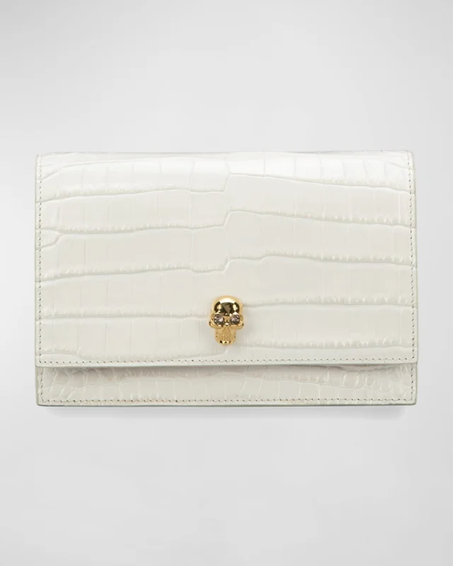 Boutique Styles Mini Mock-Croc Crossbody Bag with Small Skull