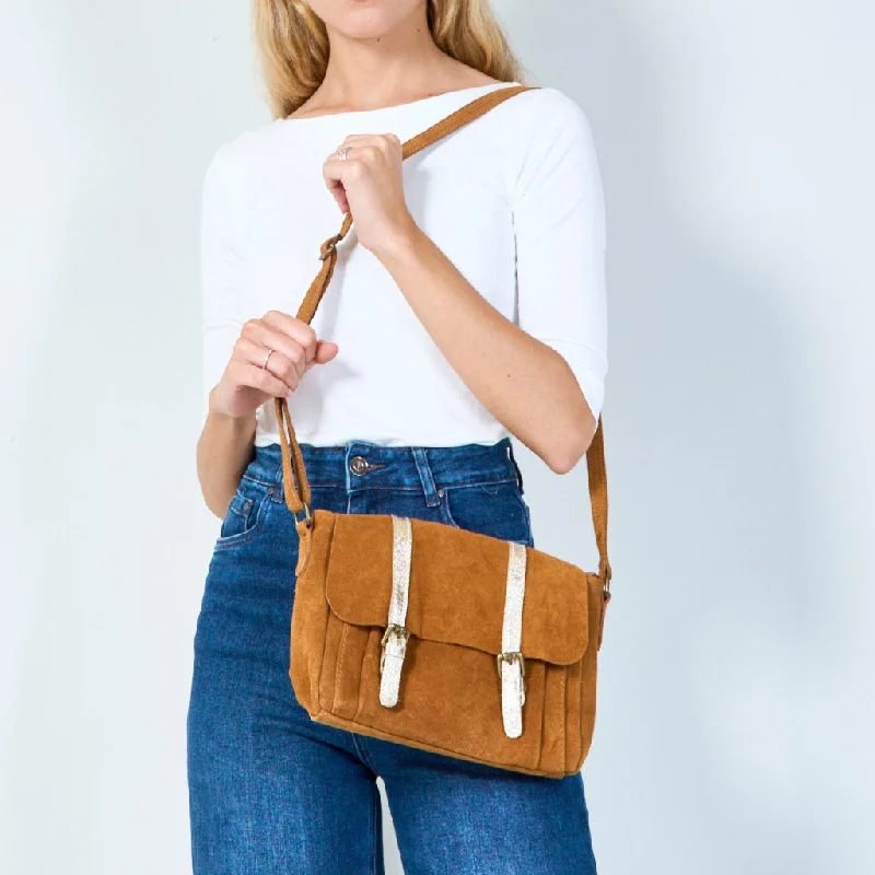 High-End Style Discounts Buckled suede messenger bag wholesale