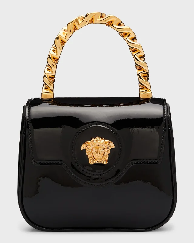 Limited Time Medusa Patent Chain Top-Handle Crossbody Bag