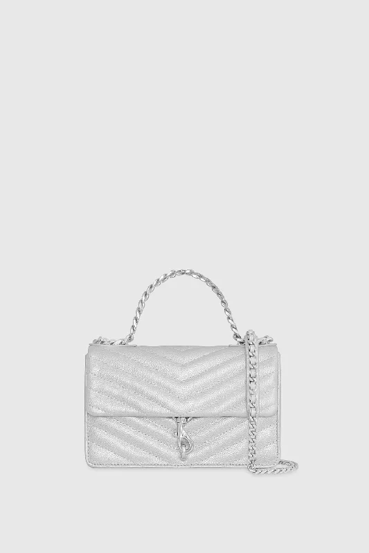End-Of-Season Clearance Edie Mini Crossbody On A Chain Bag In Silver