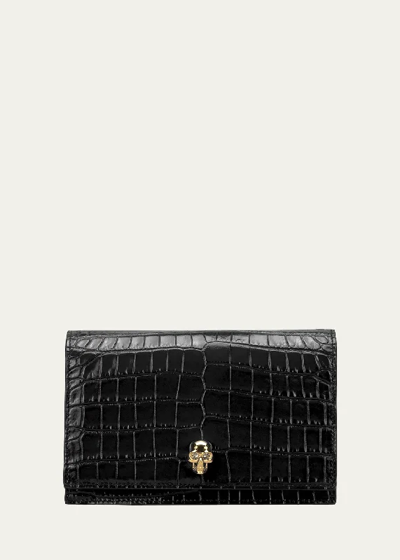 New Styles Just In Mini Mock-Croc Crossbody Bag with Small Skull