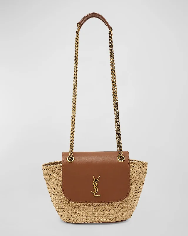 Affordable Bags For Budget Shoppers Panier Mini YSL Flap Crossbody Basket Bag in Raffia