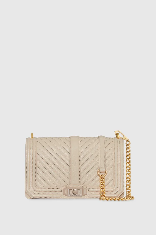 Discounted Designer Bags For Clearance Sale Chevron Quilted Love Crossbody Bag In Stone
