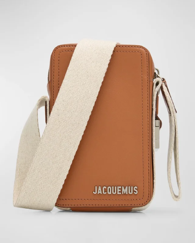 Minimalist Leather Bag For Modern Aesthetics Men's Le Cuerda Vertical Crossbody Bag