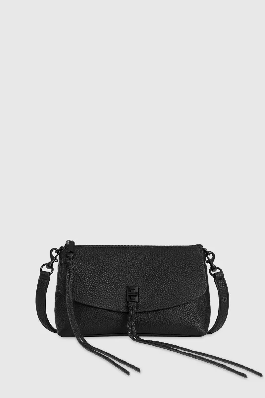 Retro Lovers Darren Top Zip Crossbody Bag In Black/Black Shellac