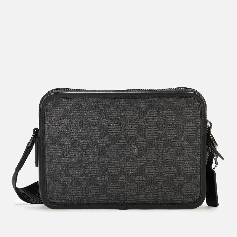 Shop Sales Men's Charter Signature Coated Canvas Crossbody 24 Bag - Ji/Charcoal