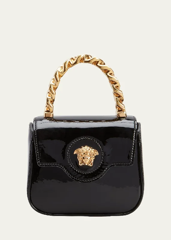 Fashionista Sale Medusa Patent Chain Top-Handle Crossbody Bag