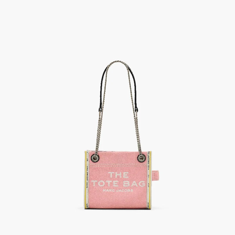 Ride The Style Wave The Denim Chain Crossbody Tote Bag in Ribbon Pink