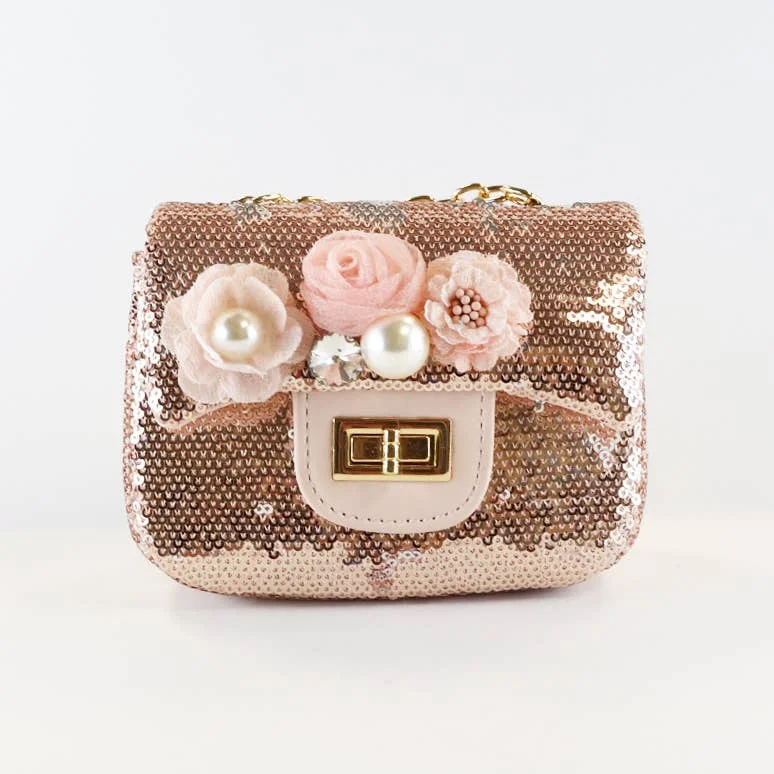 Trendy Festival Bags With Limited-Time Offers Floral Appliques Sequin Purse