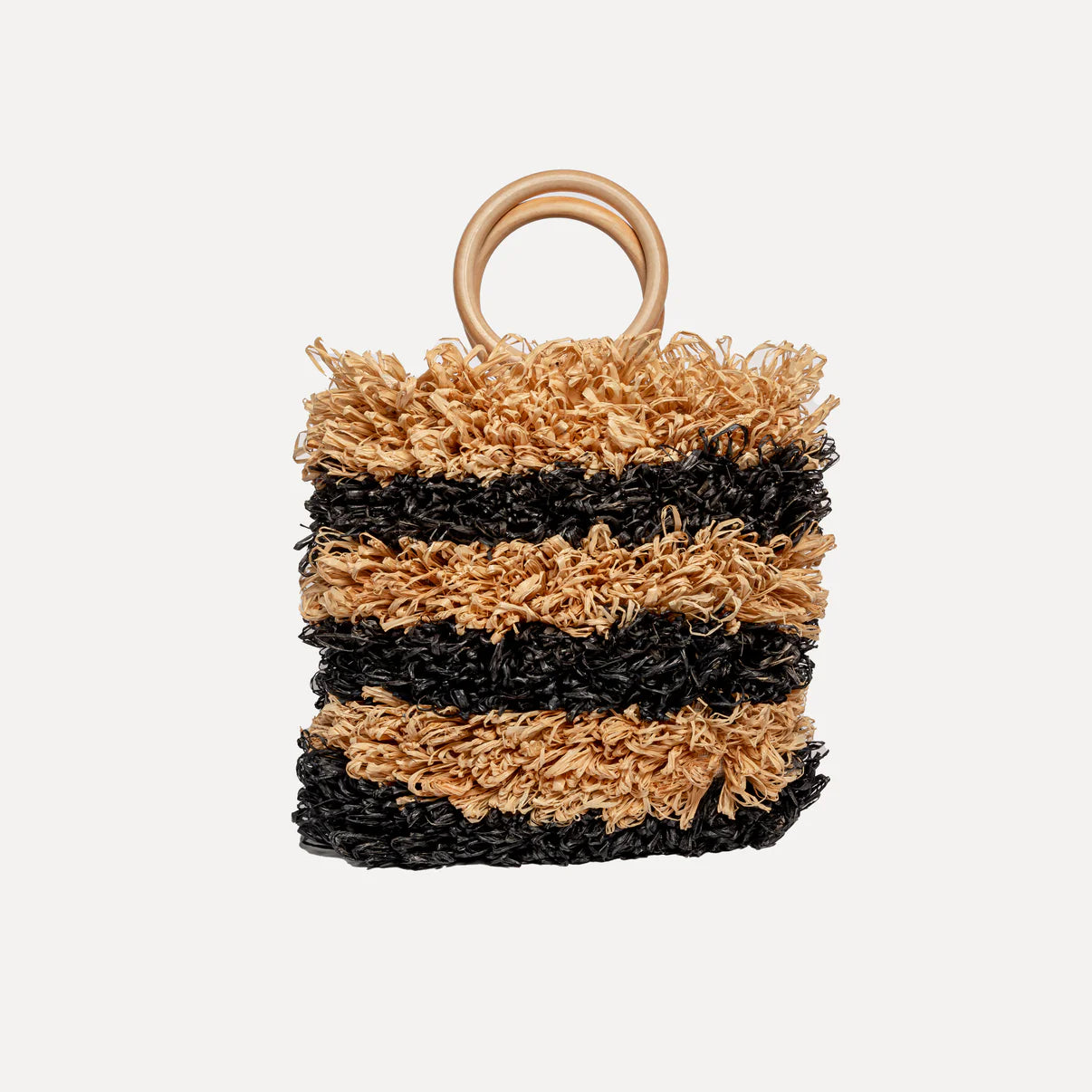 Halloween-Themed Baçal - two-tone natural raffia bag