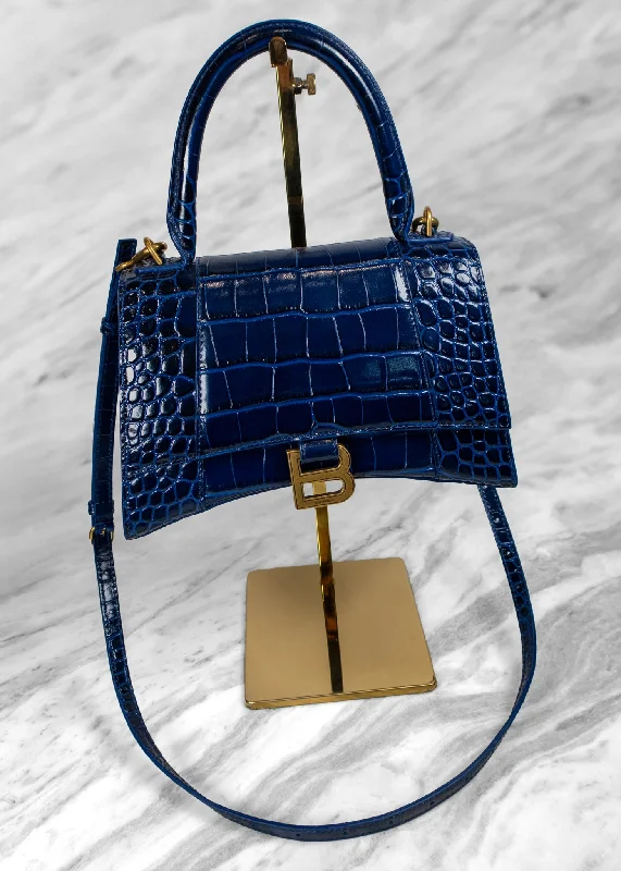 Trendy Bags Balenciaga Hourglass Blue Leather Handbag