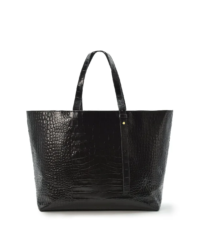 Seasonal Clearance Bags For Summer, Winter, Etc. Black Crocodile print Tote Bag