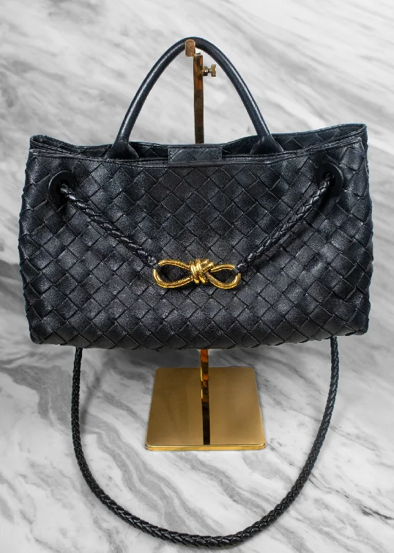 Black Friday Deals On Stylish Handbags Bottega Veneta Andiamo Black Intrecciato Leather Tote Bag