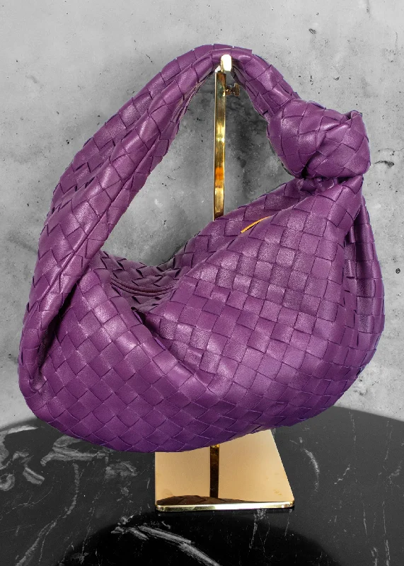 Spacious Bags With Holiday Promotions Bottega Veneta Nappa Intrecciato Teen Jodie Hobo Eggplant