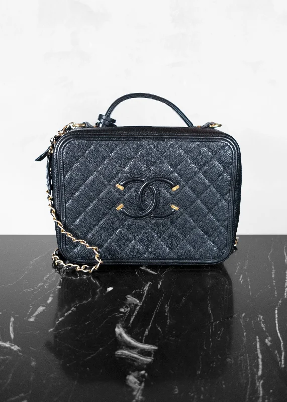 Handbag For Women Chanel Caviar Quilted Large CC Filigree Vanity Case