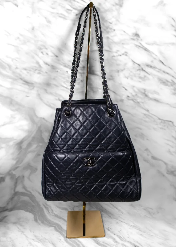 Bags For College Students On A Budget Chanel Deep Blue Lambskin Quilted Large Drawstring Bag