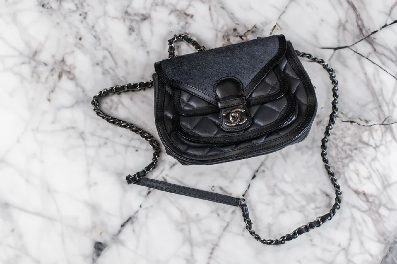 Festive Holiday Gift Bags Chanel Paris-Salzberg Quilted Saddle Bag