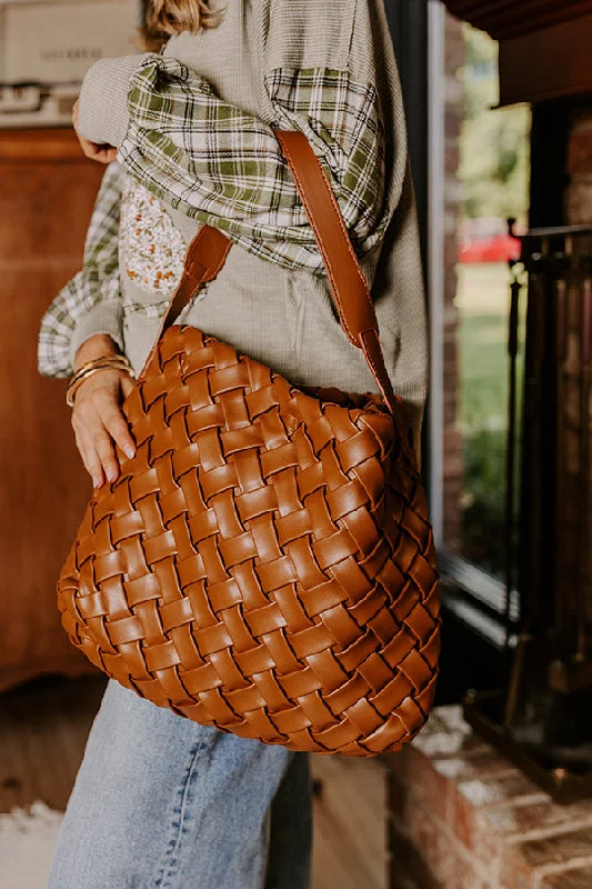 Inspired Bags For Timeless Elegance Chic Cityscape Faux Leather Woven Tote in Brown
