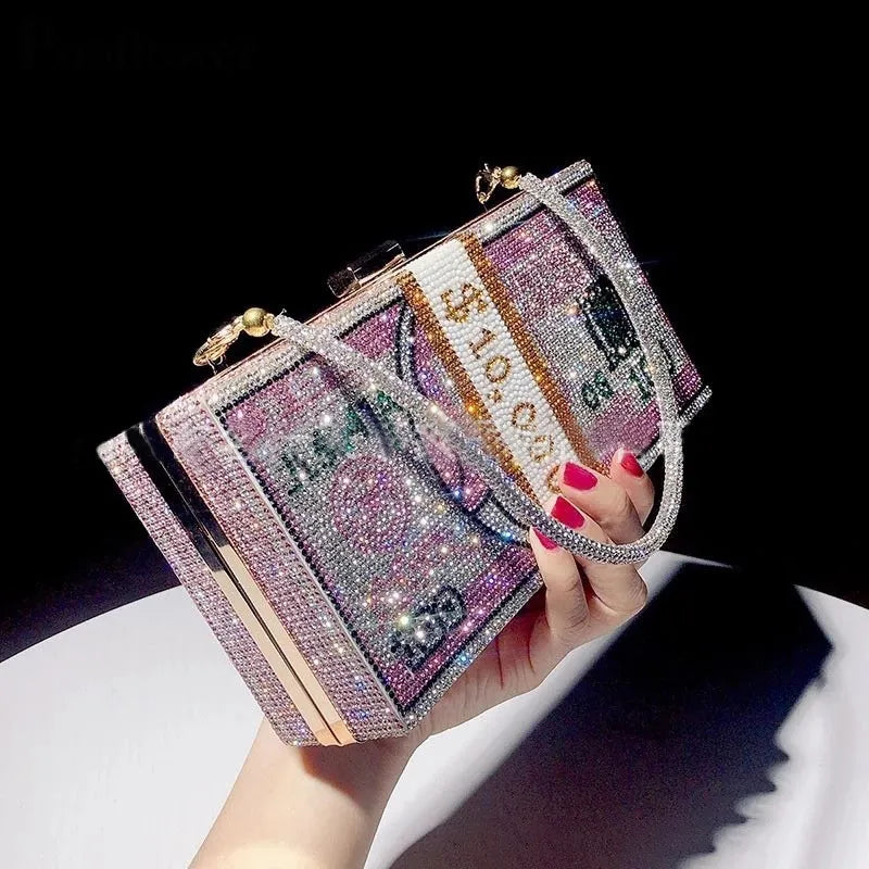 Black Friday Deals On Stylish Handbags Crystal Women's Wedding Clutch Bag Luxury Designer Diamond Evening Bag Party Money Bag Purses Chain Shoulder Bag Handbags