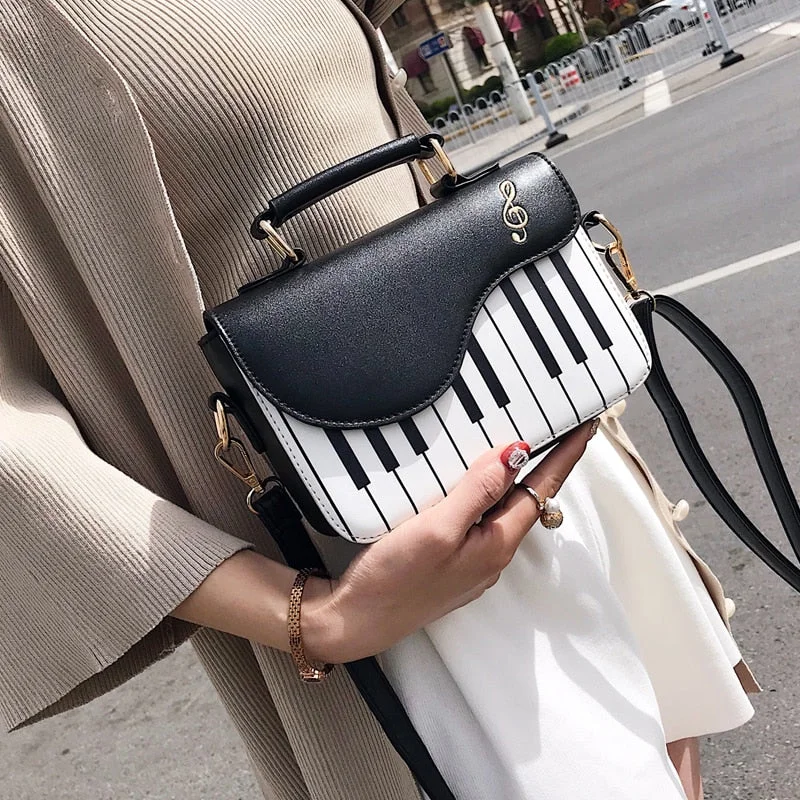 Flash Sale On Premium Bags Cute Piano Pattern Shoulder Bag Fashion Pu Leather Casual Ladies Handbag Crossbody Messenger Bag Pouch Totes Women's Flap