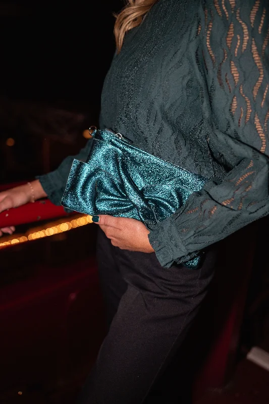 High-Quality Bags On Flash Sale Shiny Duck Green Amil Clutch Bag