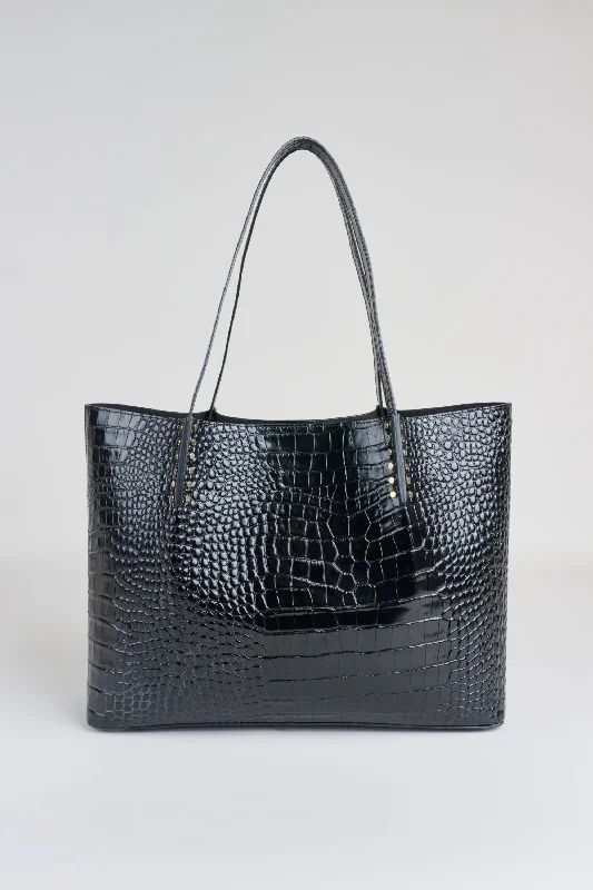 Rustic Bags For Outdoor And Nature-Inspired Looks Crocodile Embossed Leather Tote