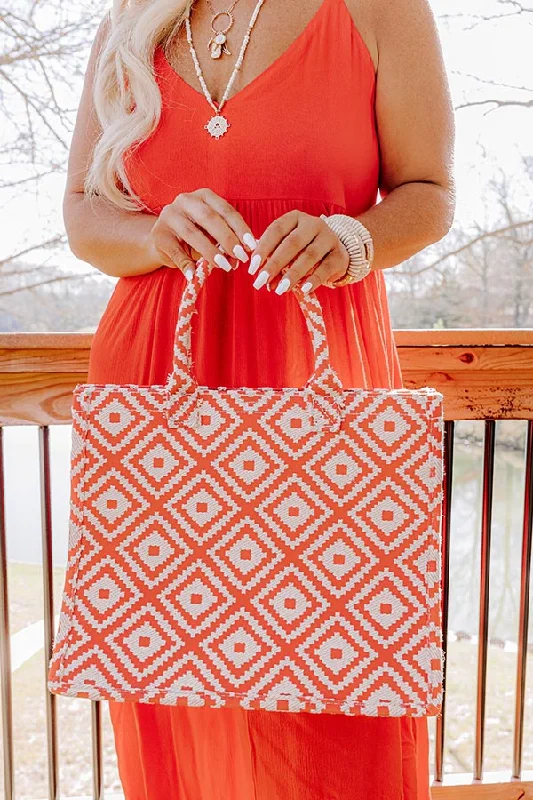 Customizable Bags For Personalized Style Every Effort Woven Tote In Tangerine