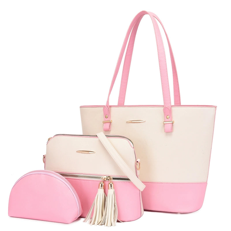 Office Professionals Fashion Trend Multicolor Three-Piece Set One Shoulder Combination Bags