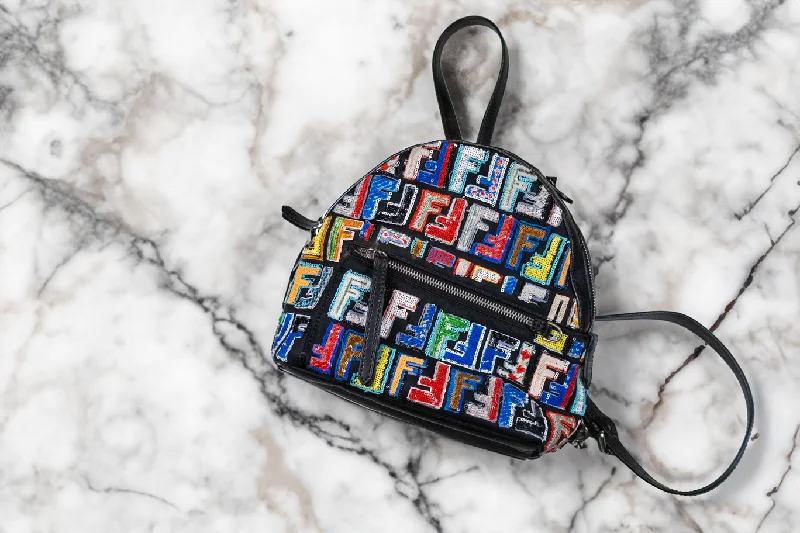 Festive Holiday Gift Bags Fendi Black Mini Logo Zaino Backpack