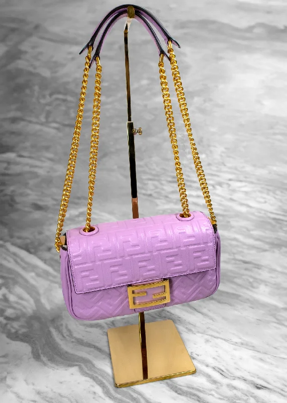 Elegant Bags For Formal Events And Luxury Occasions Fendi Lilac Baguette Chain Midi