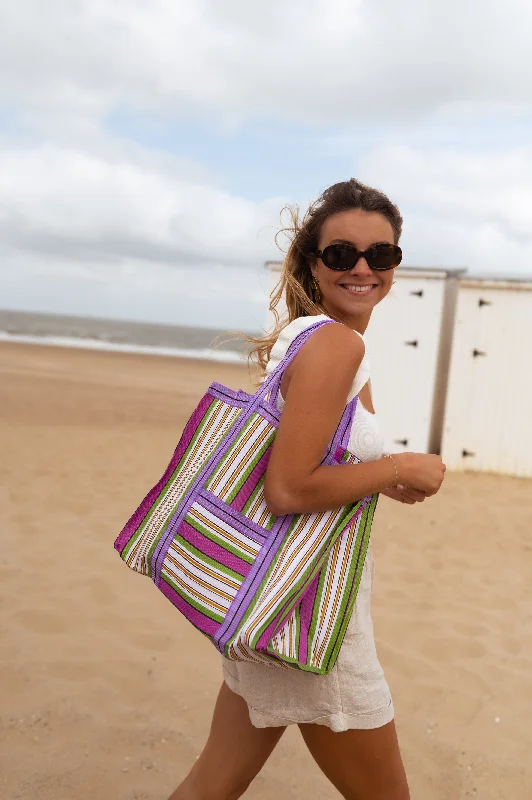 Limited-Time Offer On Trendy Bags Green Striped Sevana Handbag