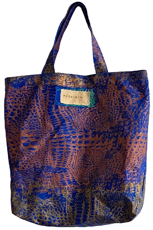 Flash Sales On Premium And High-Quality Bags Hand Dyed & Printed Canvas Tote - Cobalt Blue & Copper