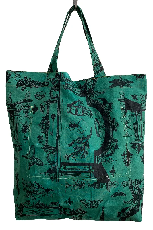 Bags With Limited-Time Deals Hand Dyed & Printed Canvas Tote - Emerald Cabinet of Curiosities