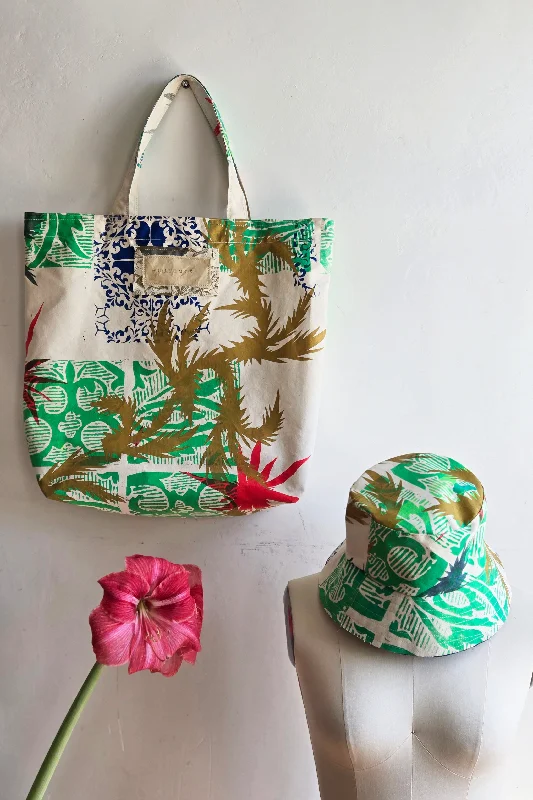 Affordable Bags For College Students On Sale Hand Dyed & Printed Canvas Tote - Papercut Print - Natural & Multi