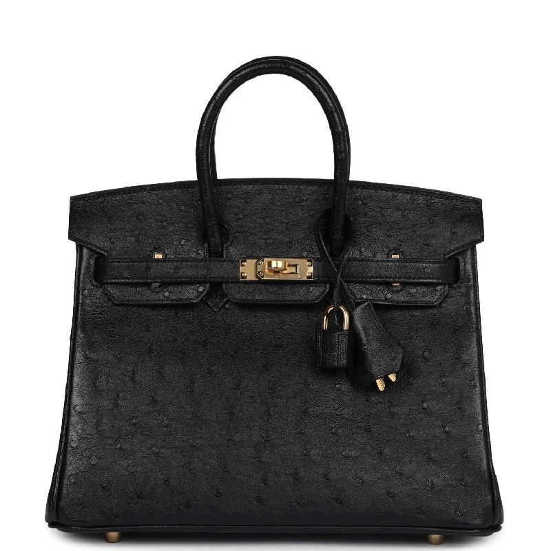 Bags For Playful And Chic Styles Hermes Birkin 25 Black Ostrich Gold Hardware