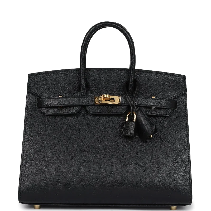 Flash Sales On Premium And High-Quality Bags Hermes Birkin Sellier 25 Black Ostrich Gold Hardware