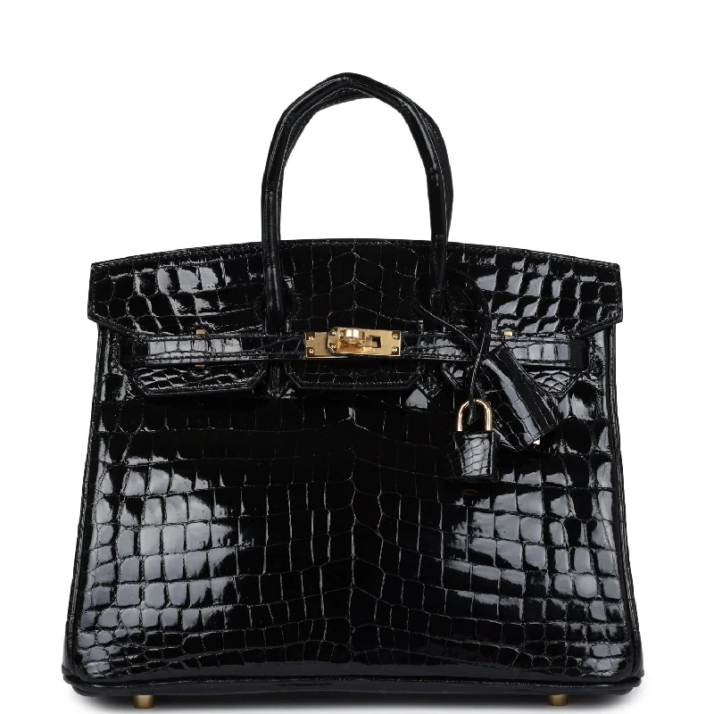 Trendy Bags For Sales Hermes Birkin 25 Black Shiny Niloticus Crocodile Gold Hardware