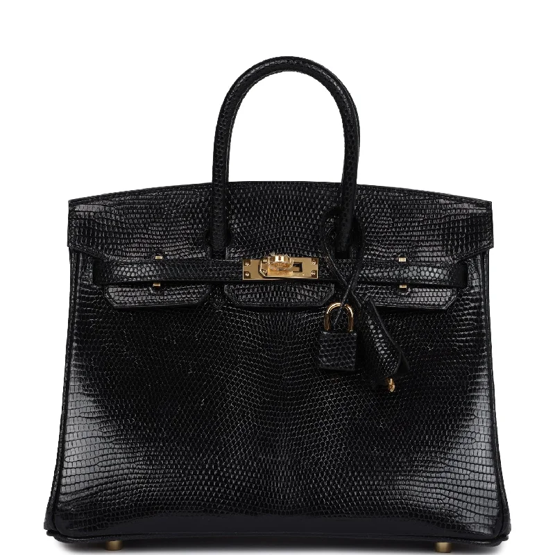 Designer-Inspired Bags At Budget-Friendly Prices Hermes Birkin 25 Black Shiny Varanus Niloticus Lizard Gold Hardware