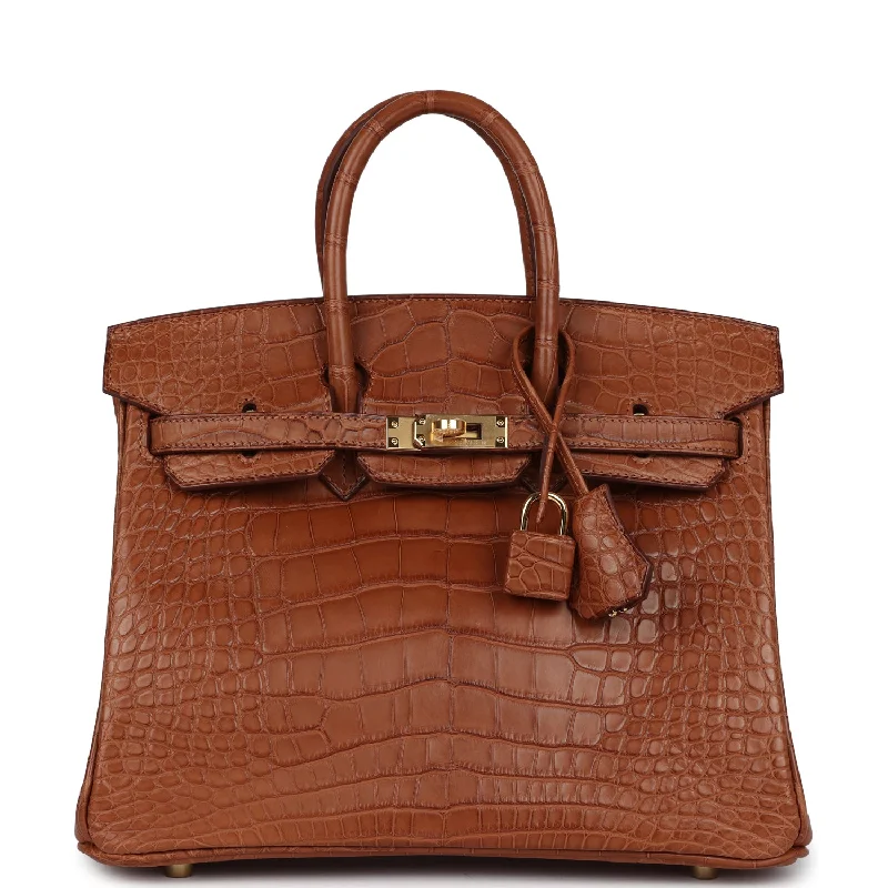 Designer Bags For Luxury Collectors Hermes Birkin 25 Gold Matte Alligator Gold Hardware