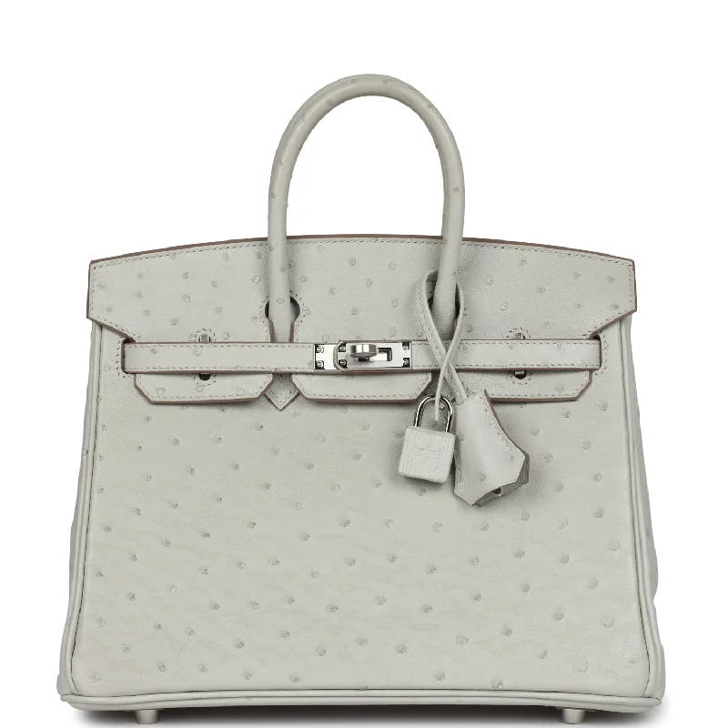 Sleek And Seasonal Sale Bags Hermes Birkin 25 Gris Perle Ostrich Palladium Hardware