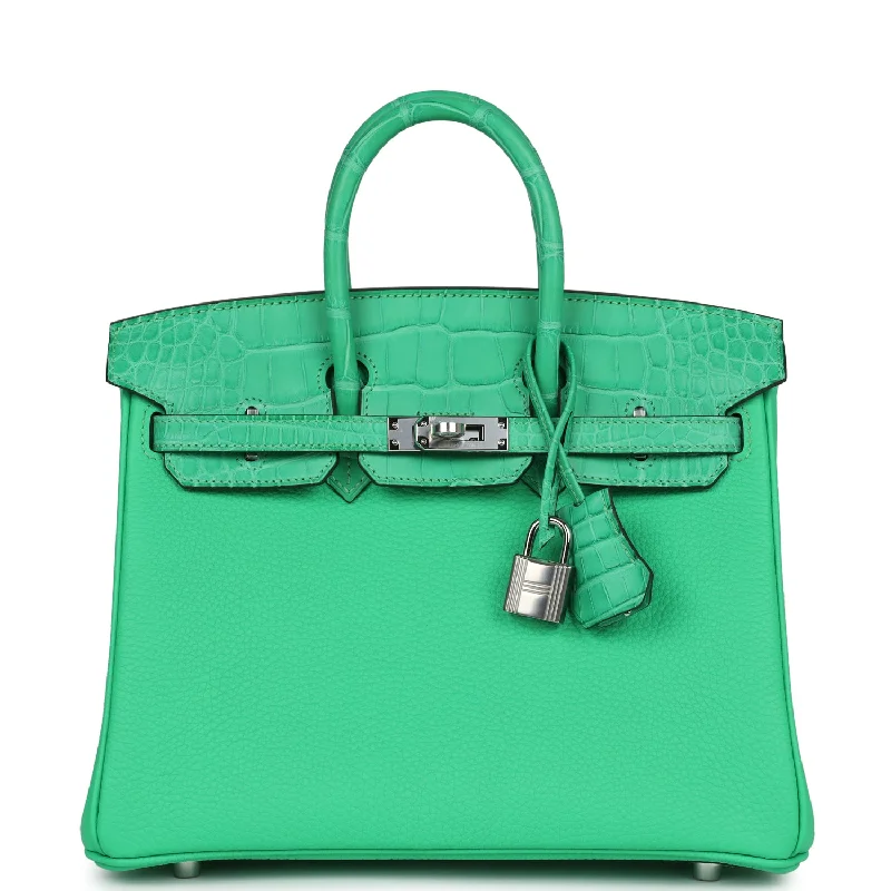 Stylish Bags For Fashion Bloggers Hermes Birkin 25 Vert Comics Togo and Matte Alligator Touch Palladium Hardware